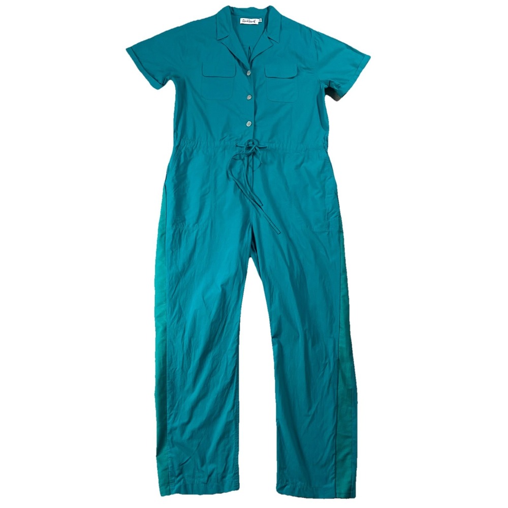 Rachel Antonoff Matthew Jumpsuit in Peacock Short Sleeve Poplin Women XL ALTERED